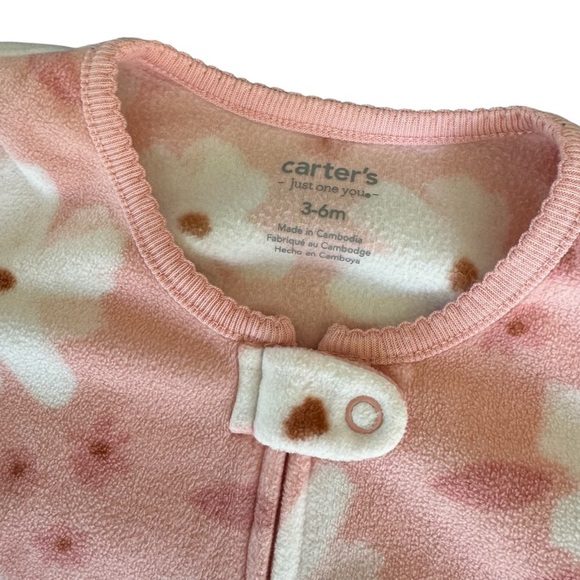 Carter’s Pink Floral Fleece Sleep Sack 2-way zip Baby Girls 3-6M - Picture 3 of 4